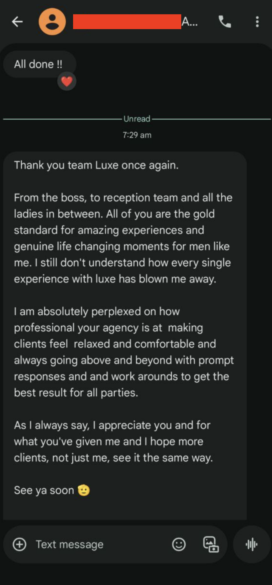 Luxe Escort Agency Review - Client